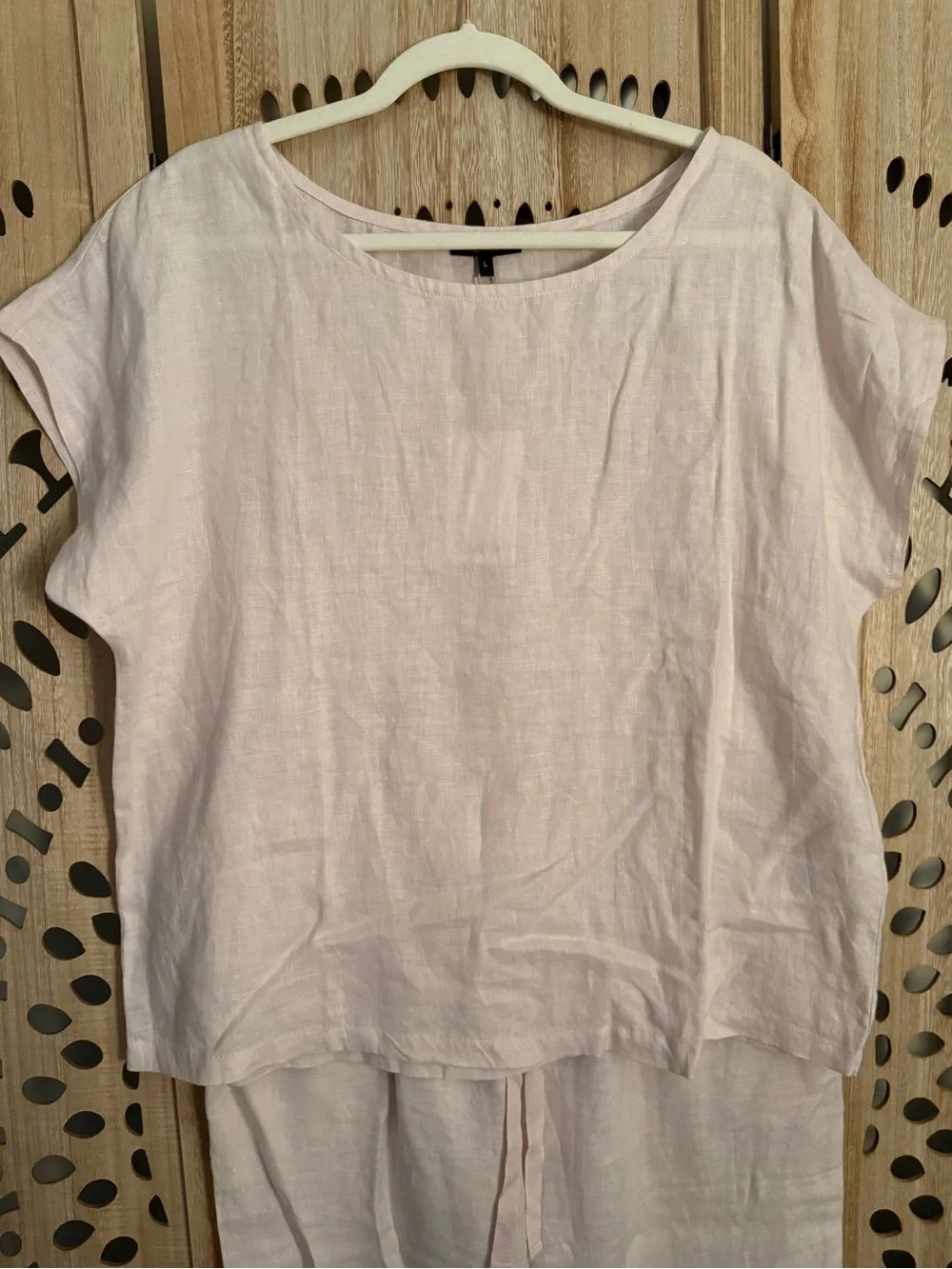 Quince 100% European Linen Boxy Tee & Wide Leg Pant Set | Size L Top / L Pants